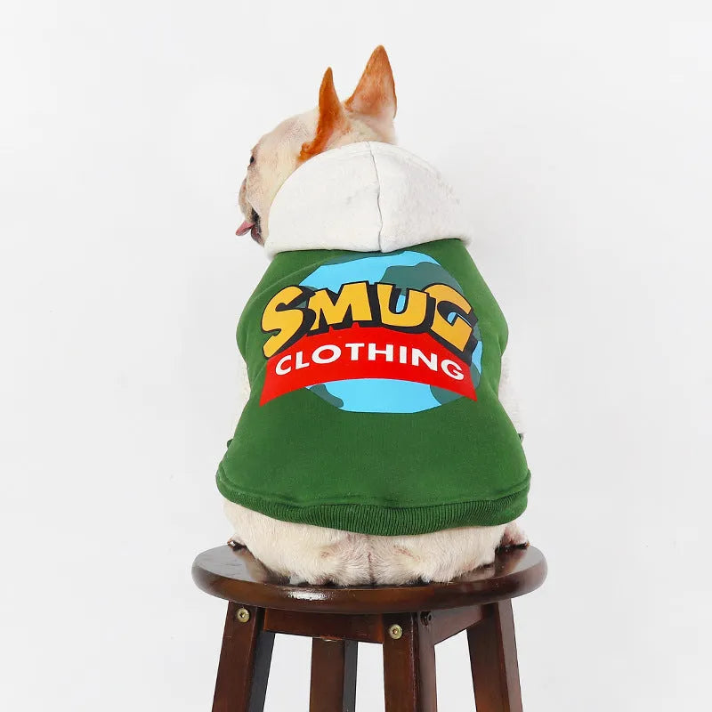 Green cotton dog jumper for large dogs, sizes L to 4XL, for autumn and winter wear.