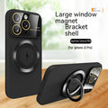 Large window magnetic bracket rotatable ring phone case in TPU with electroplated finish for iPhone