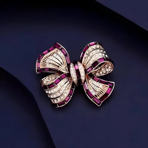 New purplish red bow alloy brooch for women with bow shape and alloy finish
