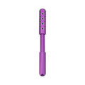 Purple handheld facial massage roller with visible germanium beads on a rotating head