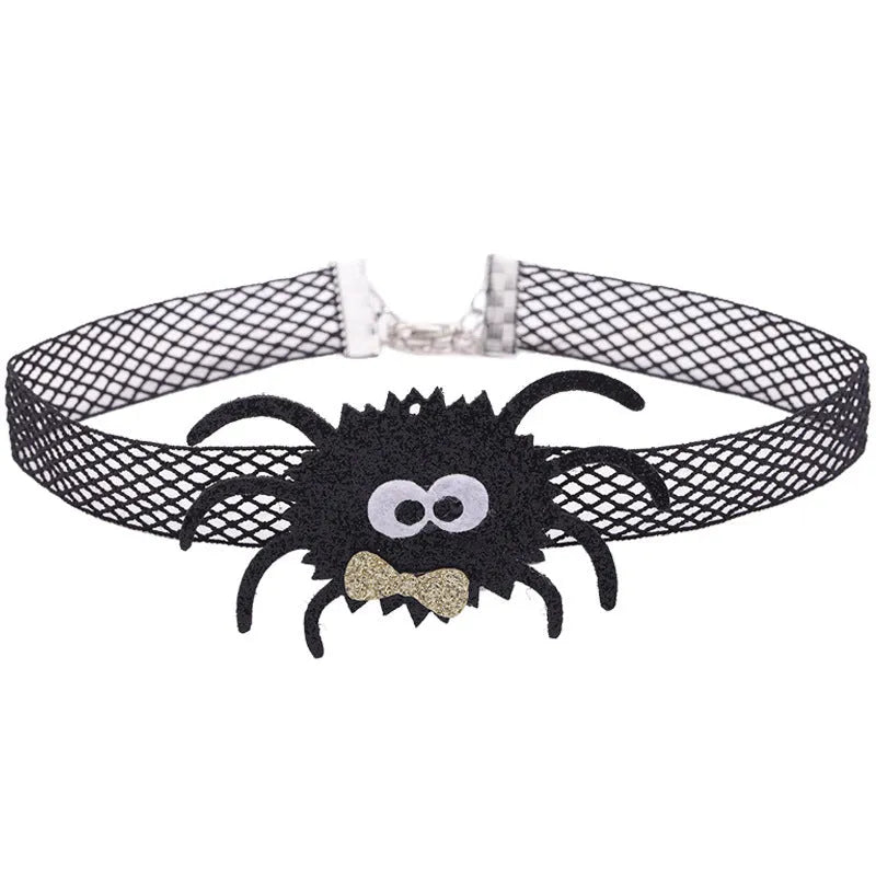 Red Diamond Bat Halloween collar with geometric bat shape and cloth chain choker style