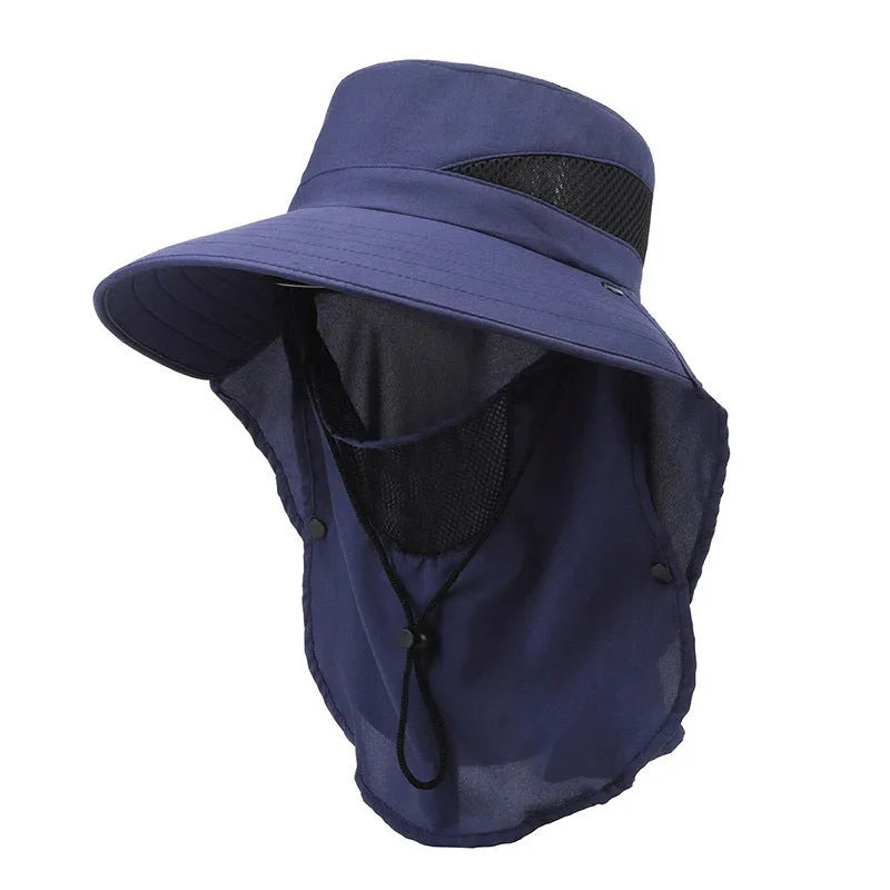 Men's adjustable wide-brim fisherman sun hat in polyester fabric, shown in army green colour.