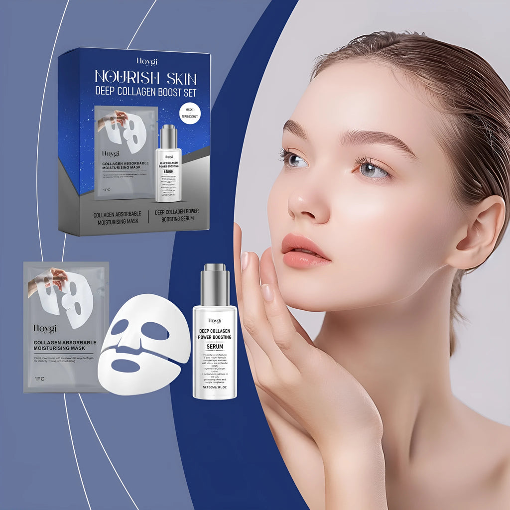 Collagen moisturising suit facial mask pack with 30ML essence bottle for skincare treatment