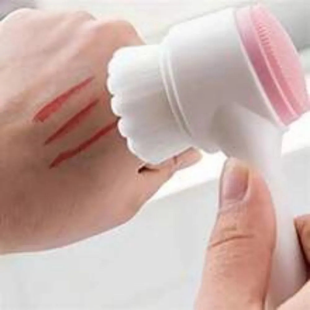 Blue and pink nylon pet paw brush grooming tool for dogs and cats with soft bristles