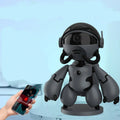 White or black Space Robot home monitoring camera on a detachable base with anti-slip pads.