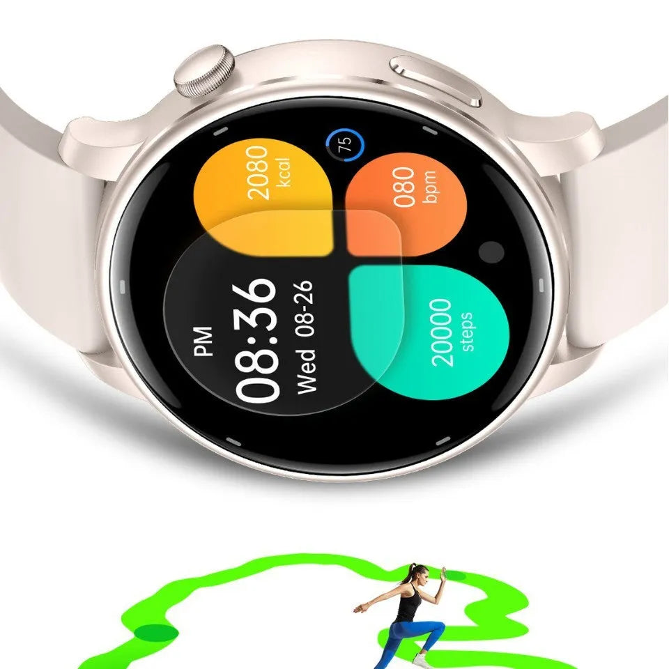 Smart watch with AMOLED screen, GPS, heart rate, blood oxygen, and altitude monitoring in black
