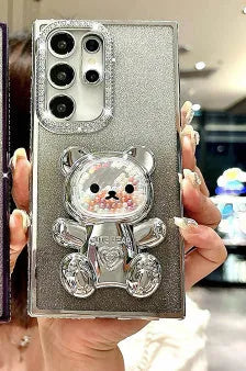 Silicone diamond plated all-inclusive phone case in rose gold for iPhone 15