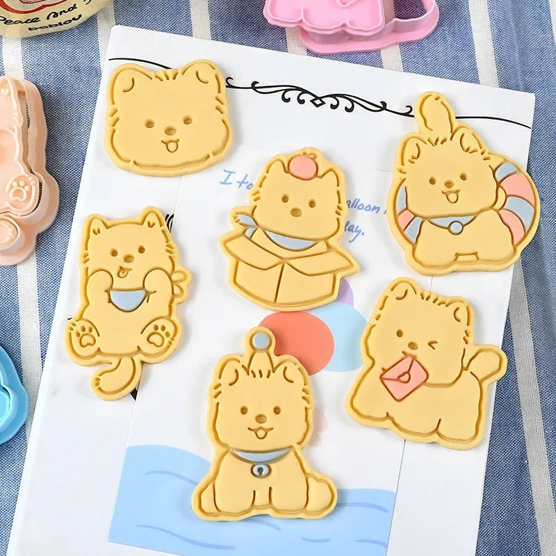 Plastic puppy biscuit mould with 3D cartoon designs for baking shaped treats