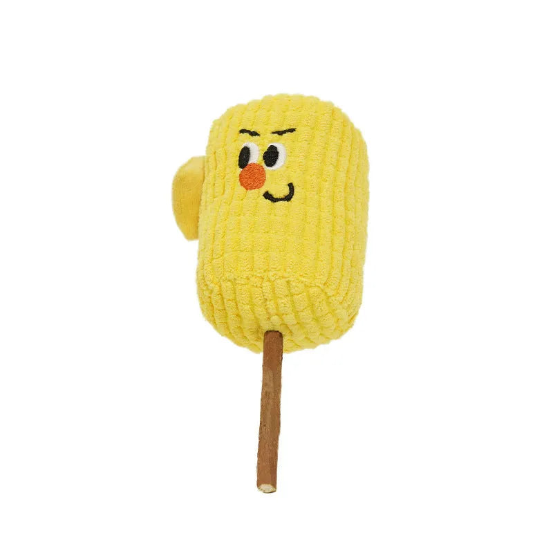 Polio wood corn cob shaped cat toy for dental cleaning with catnip, dimensions 7cm by 6cm by 15cm