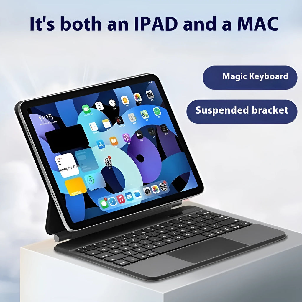 iPad wireless keyboard with magnetic protective cover in multiple colours showing Bluetooth connectivity