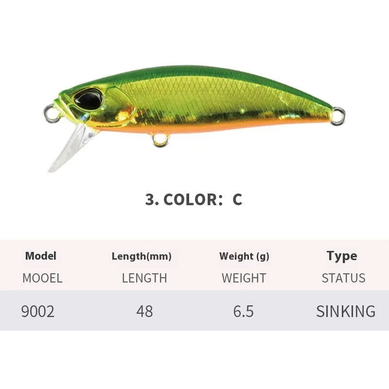 48mm Japanese mino fishing lure for mandarin fish and snakehead in multiple colours