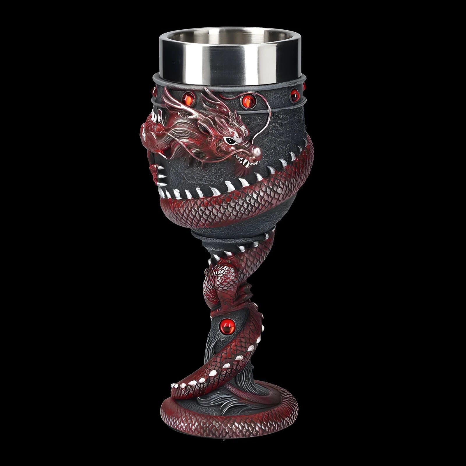 Chinese dragon design 3D stainless steel red wine glass with 200ml capacity in gold colour