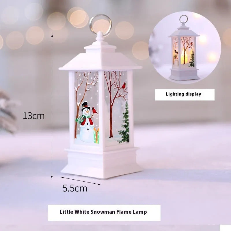 Christmas portable oil lamp with Santa Claus design, plastic construction, battery powered LED light for indoor outdoor hanging decoration
