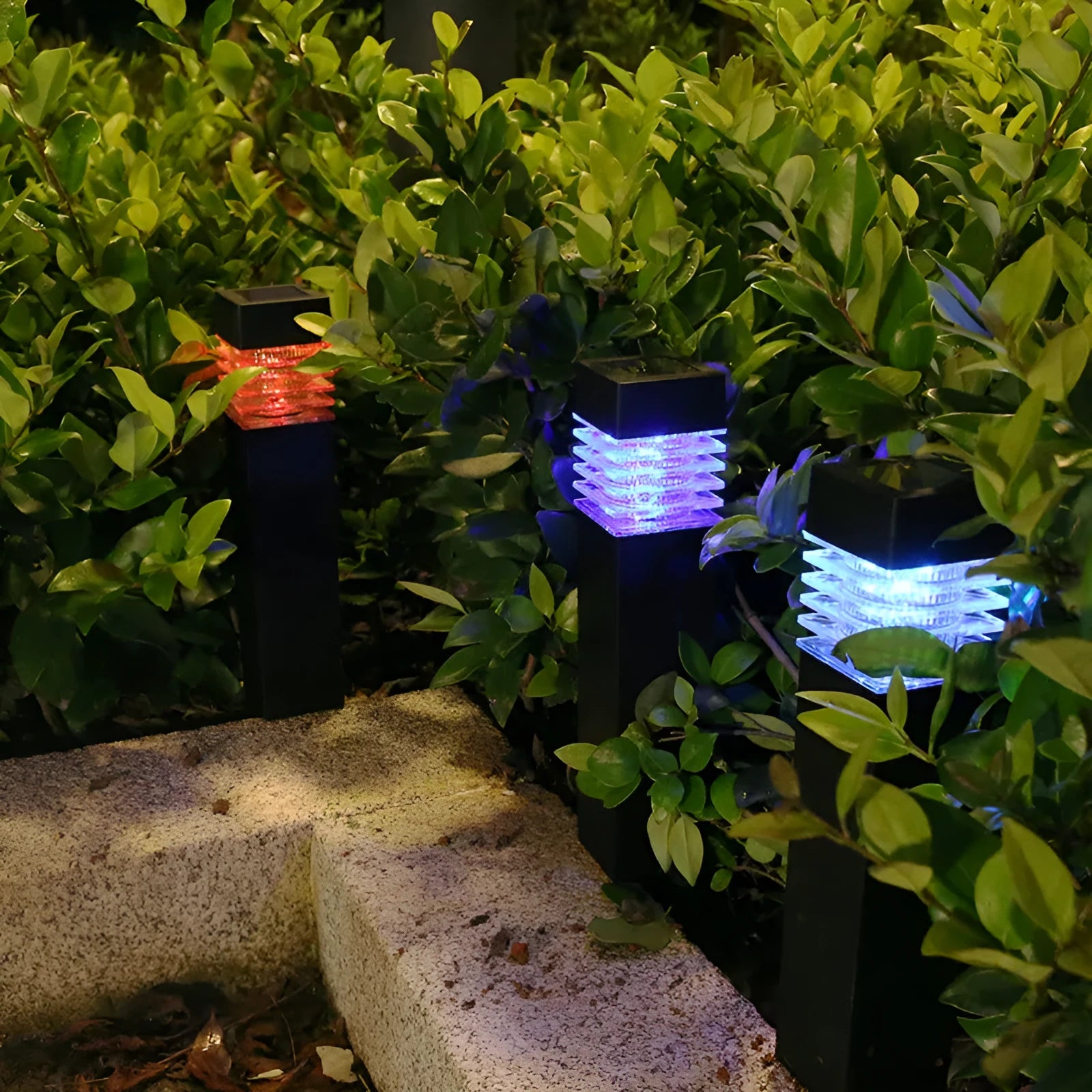Solar lawn ground lamp with cuboid design measuring 60x390mm for outdoor garden lighting