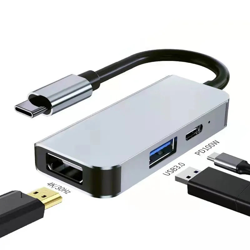 Portable six-in-one USB-C expansion dock with 100W charging capability for laptops and tablets