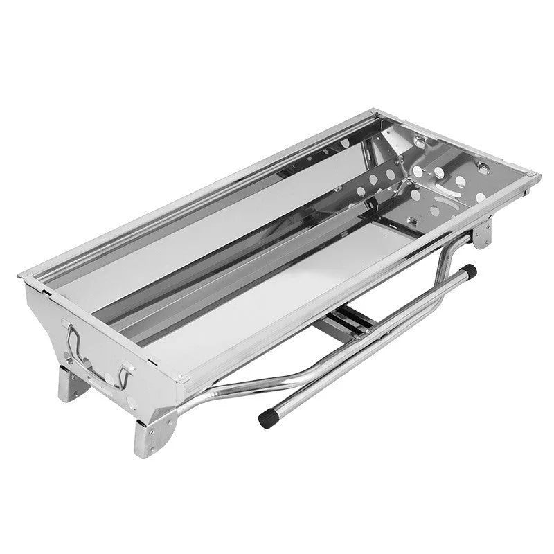 Stainless steel portable folding barbecue oven with 73 cm width for outdoor cooking