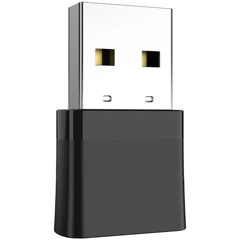 Black two-in-one USB WiFi Bluetooth adapter with nickel-plated connector for desktop and laptop