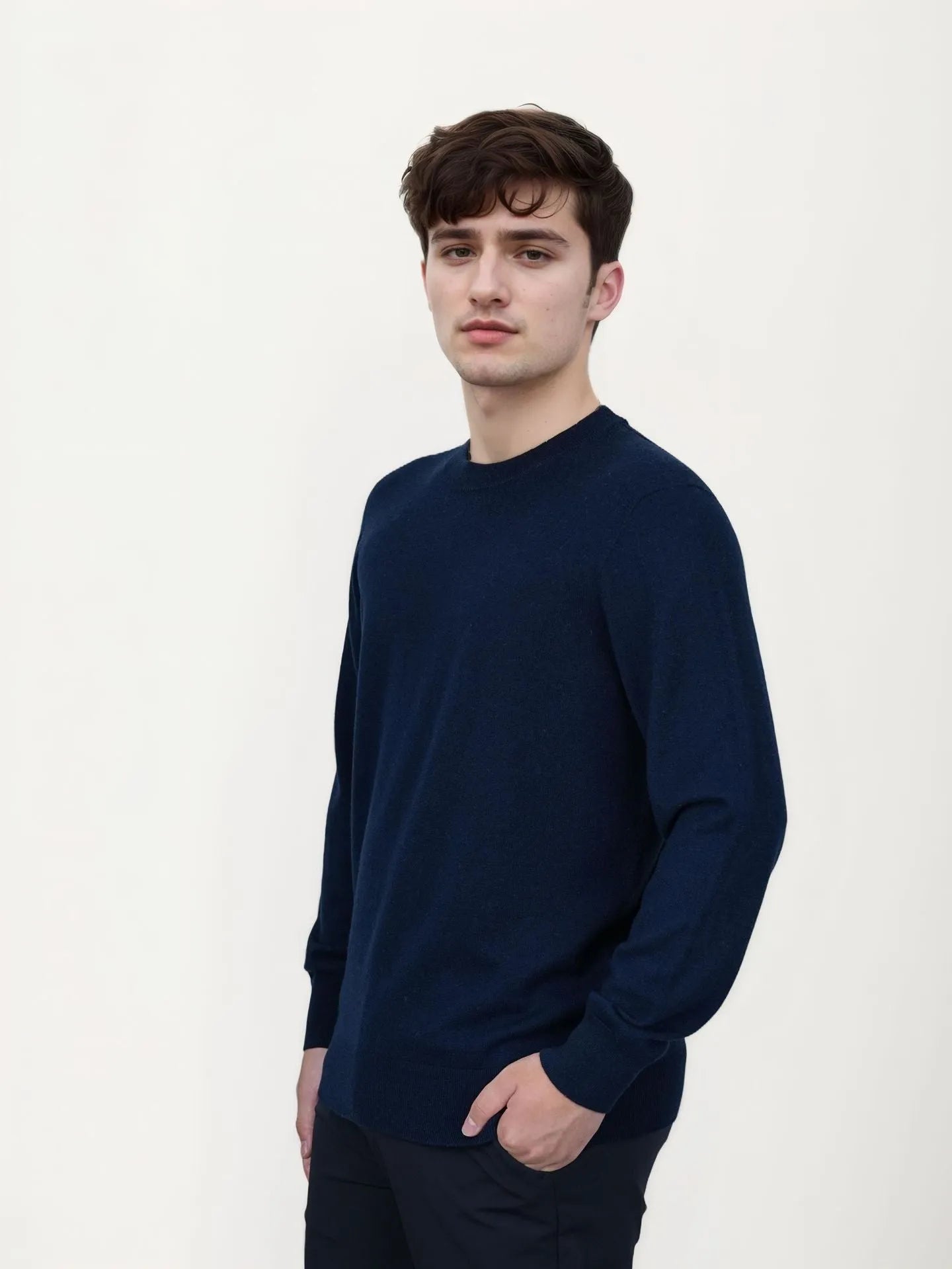 Men's multi-colour wool pullover jumper in regular fit for autumn winter business casual wear