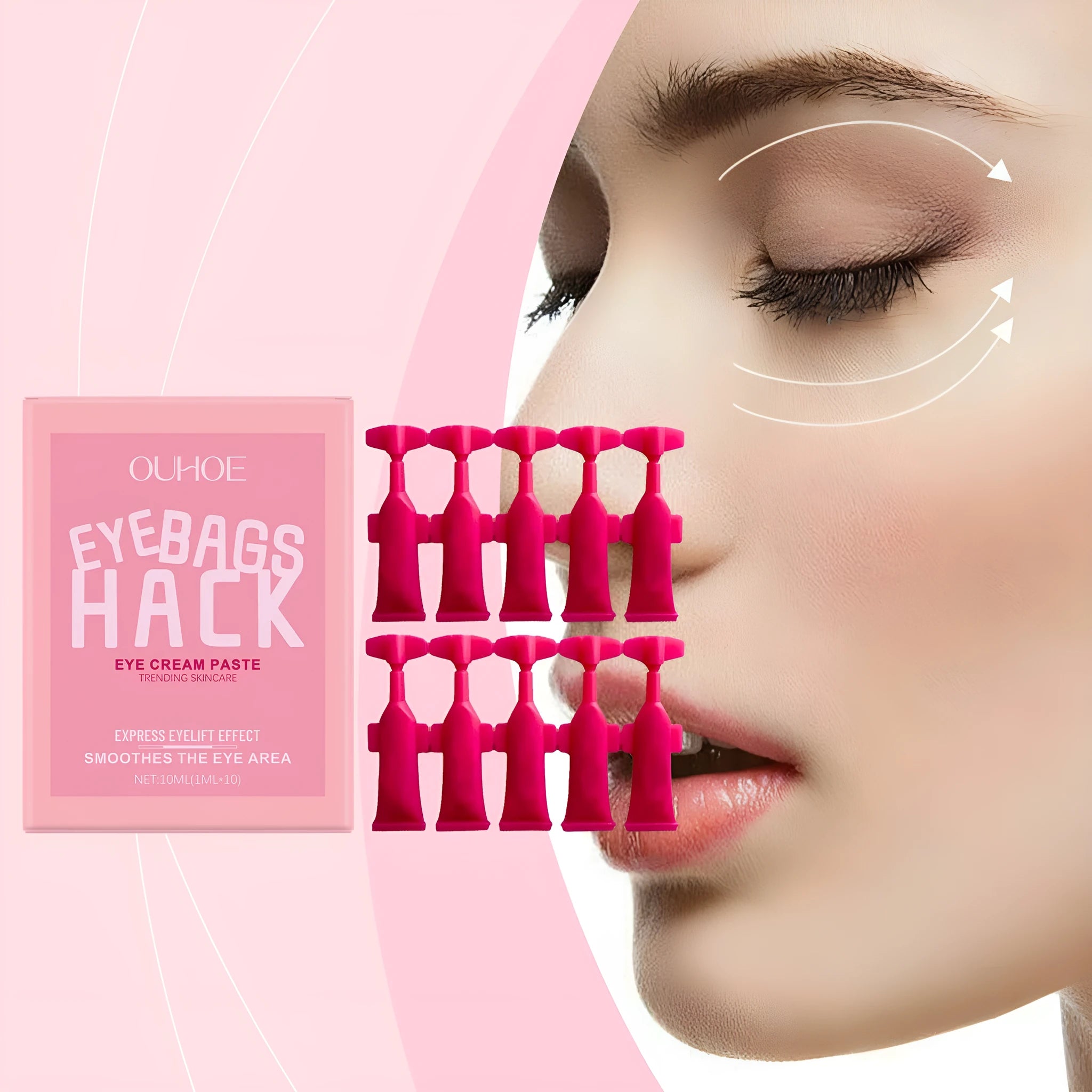 10ml eye and neck cream in 9.5x6cm packet with hyaluronic acid and polypeptides