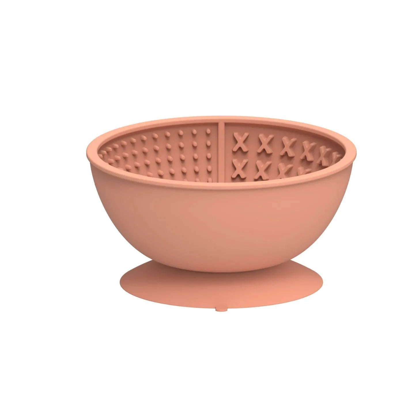 Cyan silicone dog slow feeder bowl with textured licking mat surface and suction cup base