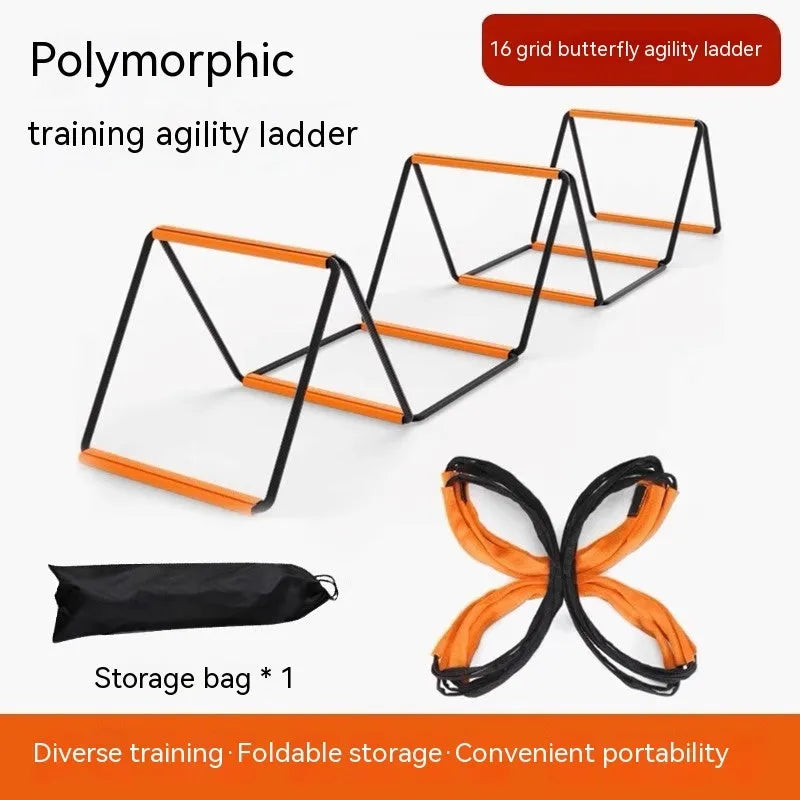 Butterfly ladder agility training equipment in plastic construction with multiple length options for coordination development