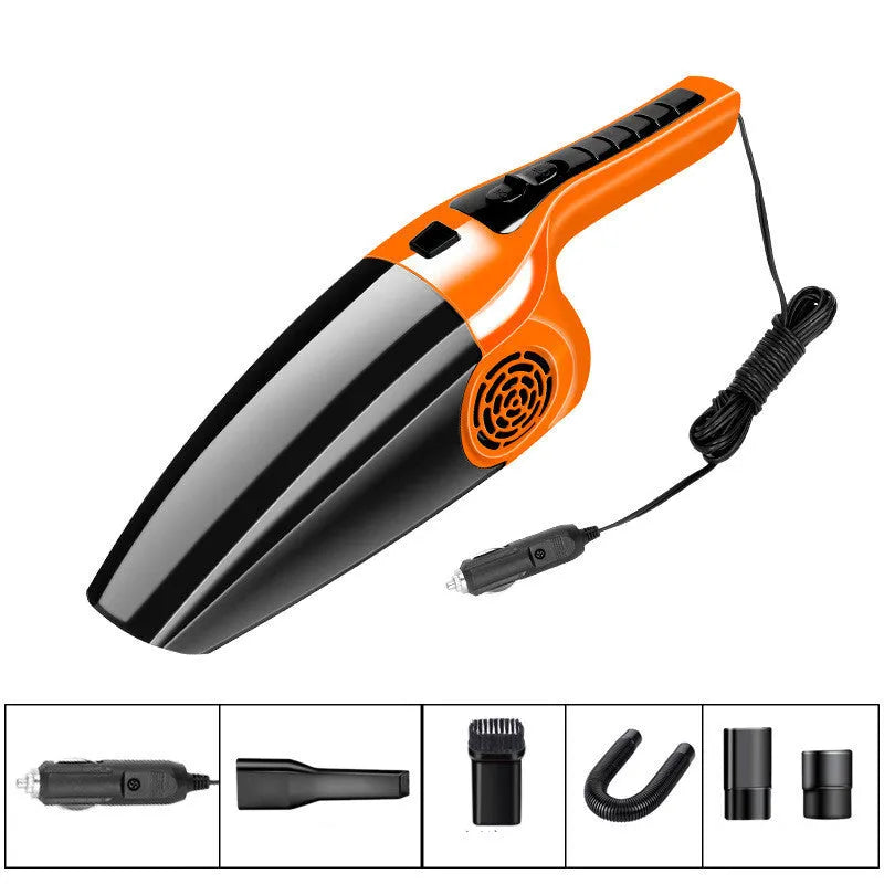 PoHigh Power Hypa black and orange 12V car vacuum cleaner with dimensions 36x10x13cm