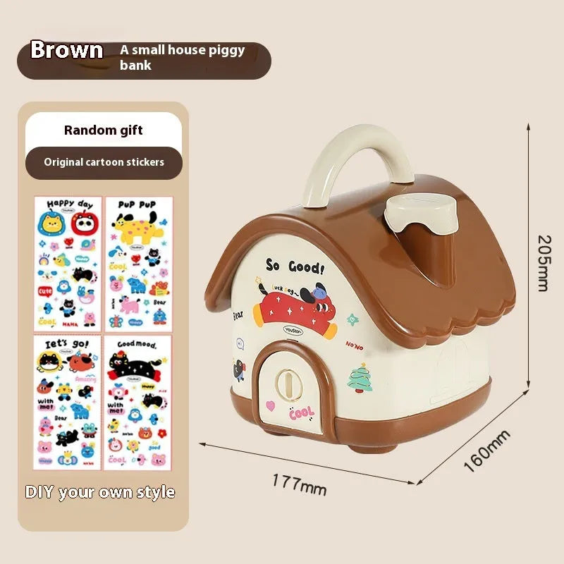 Cartoon-style red and brown plastic desktop storage organiser with 2L capacity and organisation stickers.