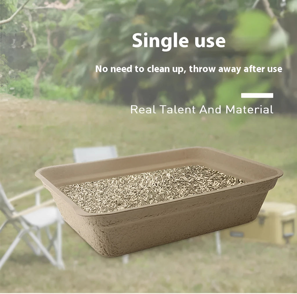 Brown disposable waterproof cat litter box with degradable plastic construction