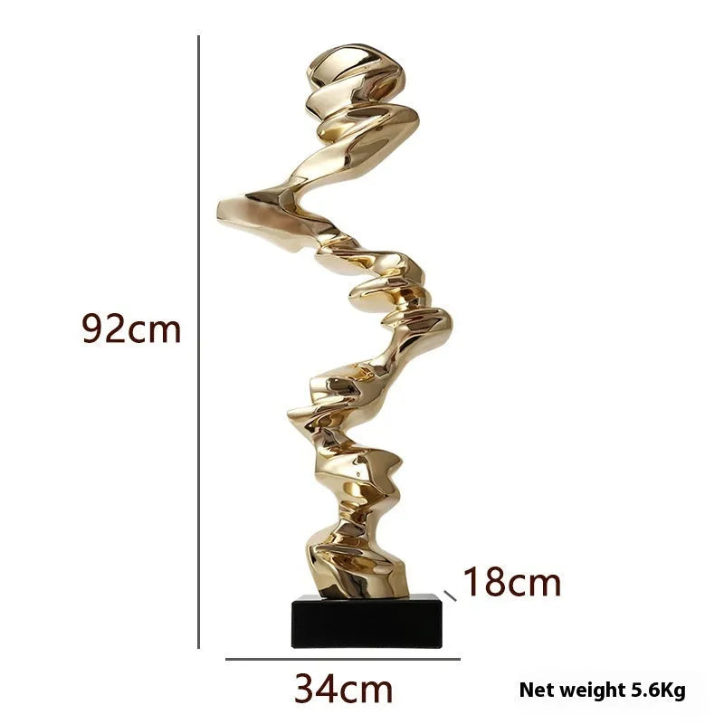 Abstract wall ornament in metallic gold, silver or blue finish for minimalist interior decoration