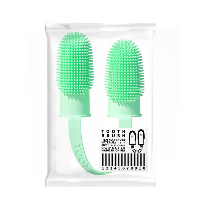 Pet dental care finger toothbrush set with dual silicone finger covers for dog and cat teeth cleaning