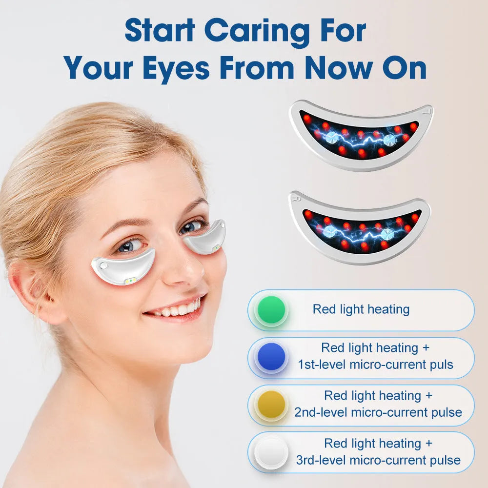 White wireless red light EMS eye and facial beautification massager device