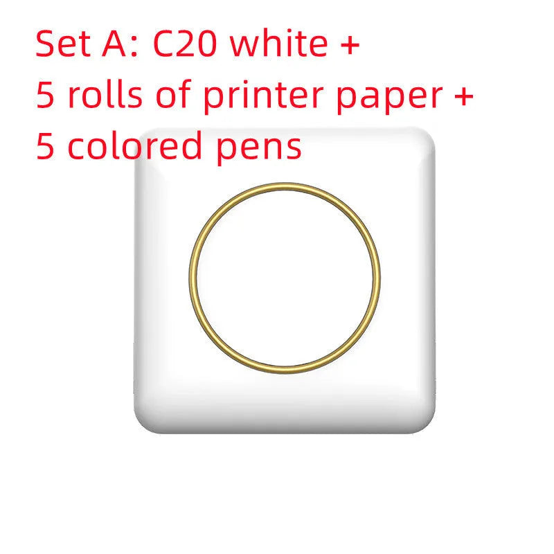 Mini C20 White thermal printer with Bluetooth and USB port, 80x80x35mm
