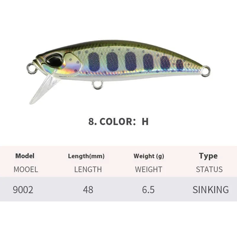 48mm Japanese mino fishing lure for mandarin fish and snakehead in multiple colours