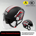 Universal 3C motorcycle half helmet with double mirror visor in light brown colour