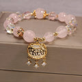 Yellow agate crystal beads on gold silk adjustable bracelet for women