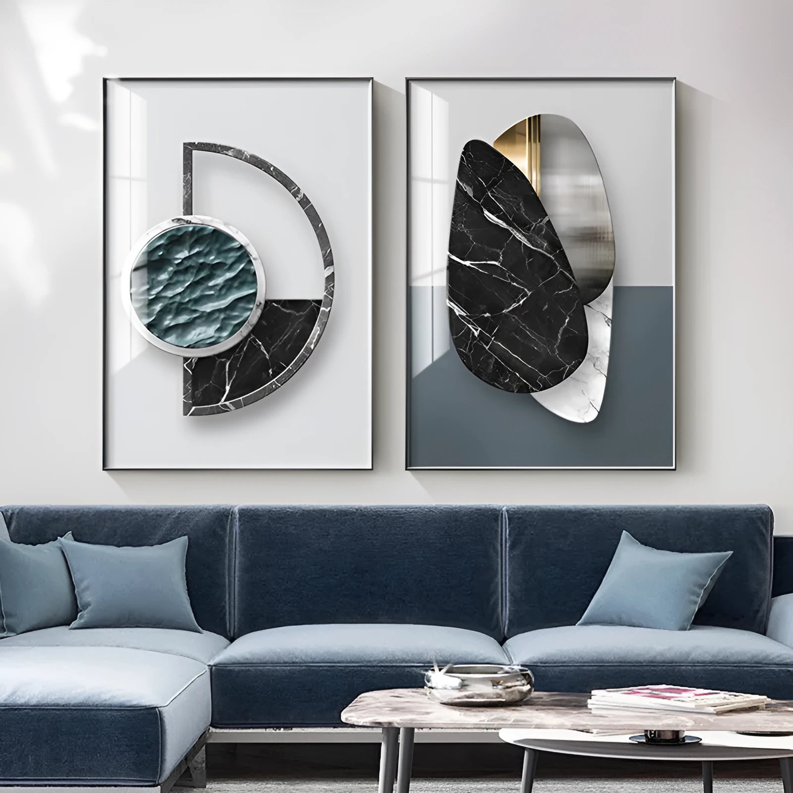 Abstract geometric pattern canvas wall art print in minimalist style