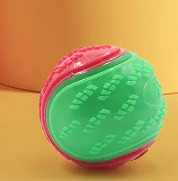 TPR dog training ball with sounding mechanism in red and blue colour combination