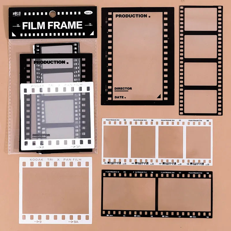 15 retro frame decorative stickers on transparent PET base paper for journal crafting
