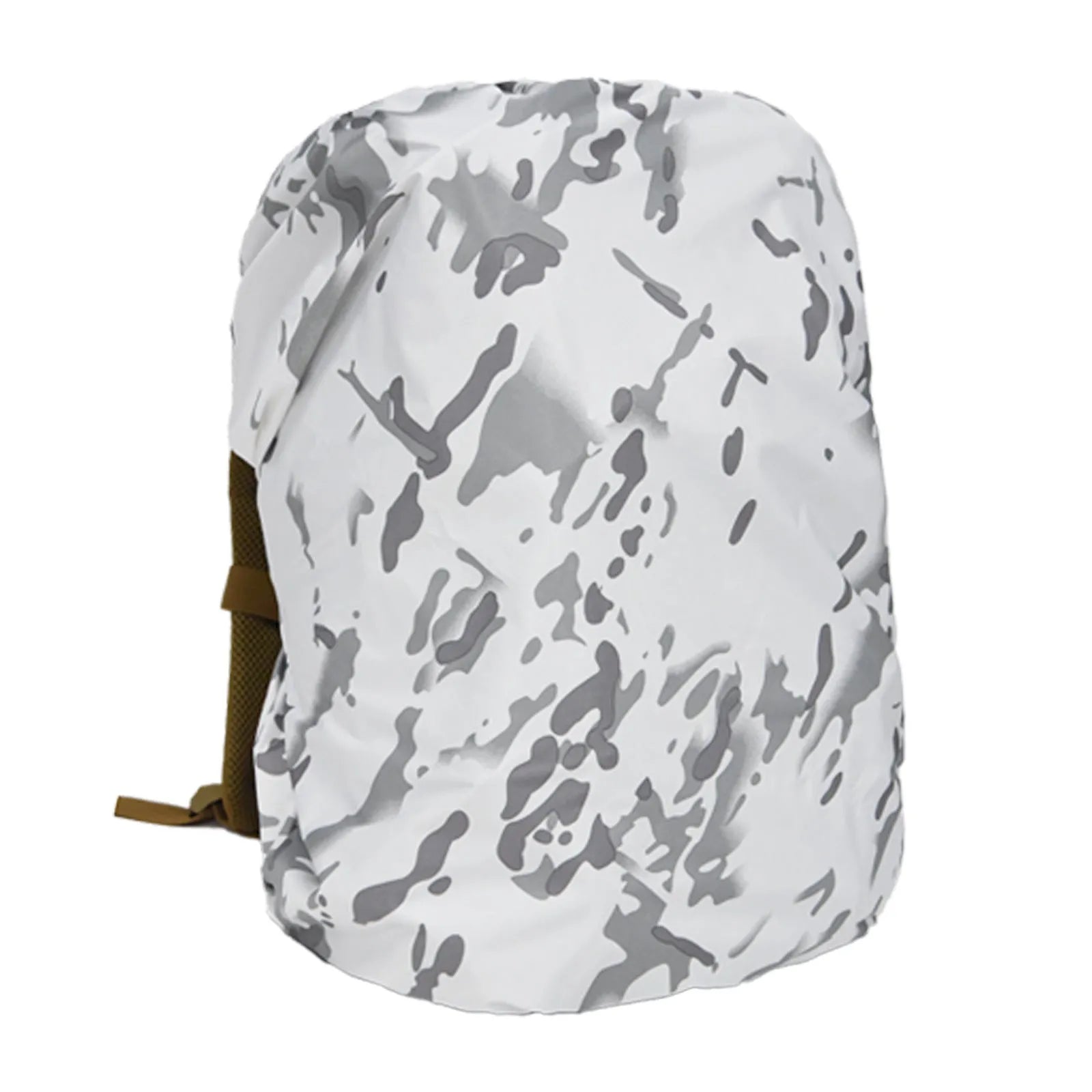 Army green PU material backpack rain cover laid flat, sized for an 80L pack.