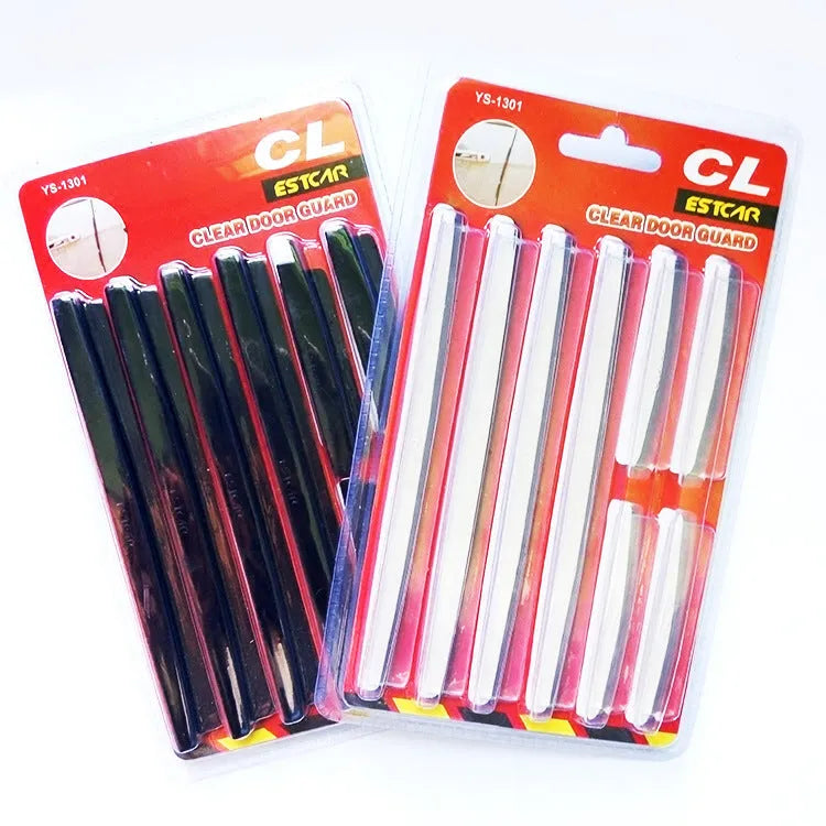 White plastic car door edge anti-collision strip protector set.