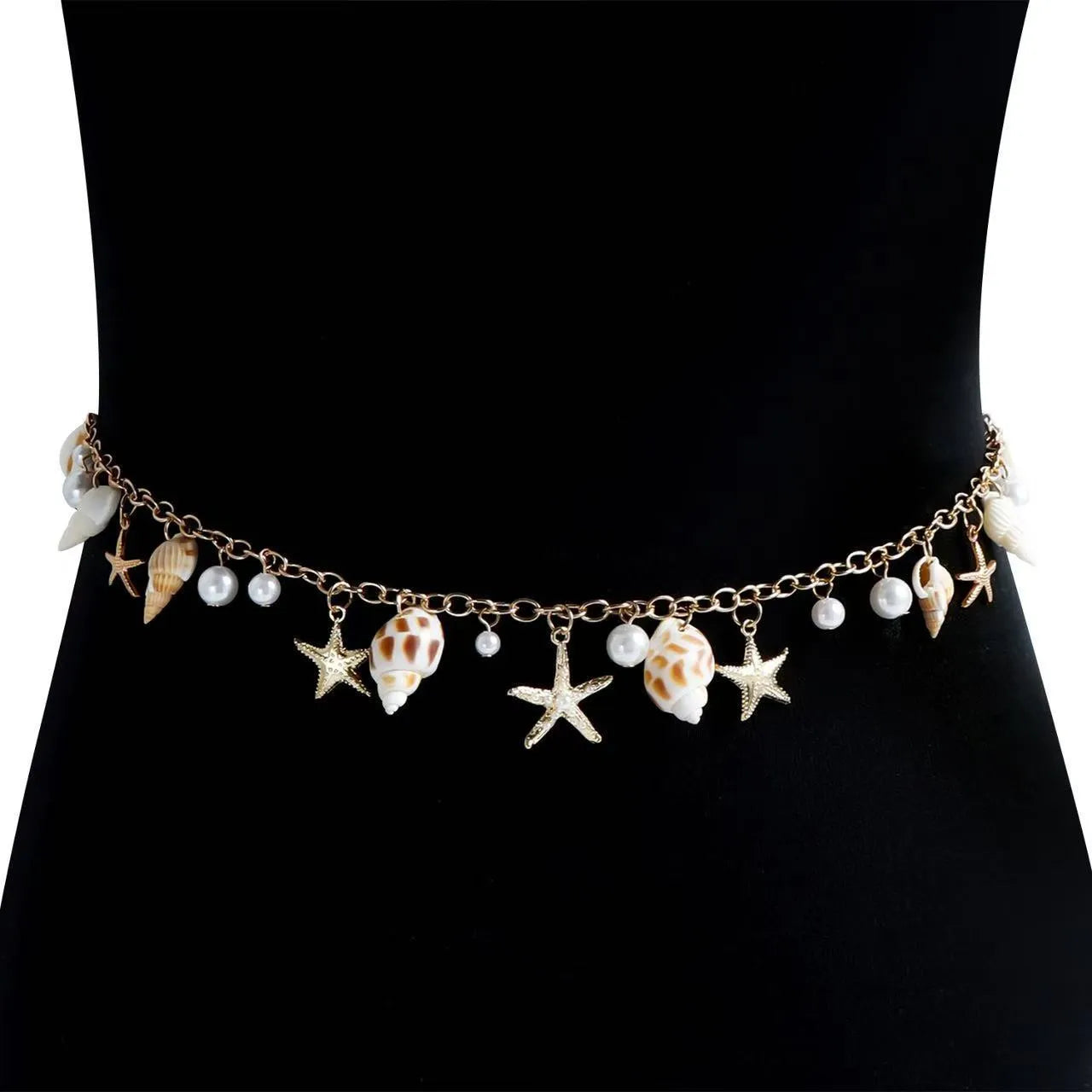 Women's alloy waist chain and bracelet set with star shaped charms for summer jewellery