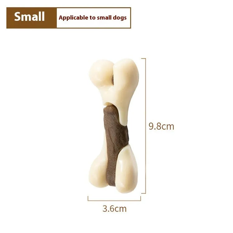 Cowhide and nylon bone grinding chew rod for dogs in two sizes