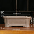Purple sand rectangular bonsai pot with antique styling and corner-cut design