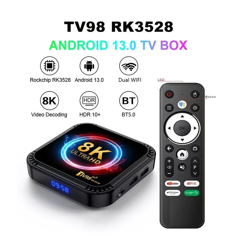 Compact HD Android Bluetooth TV set-top box with HDMI and WiFi, 96x16.8mm, available in 16G 32G 64G memory