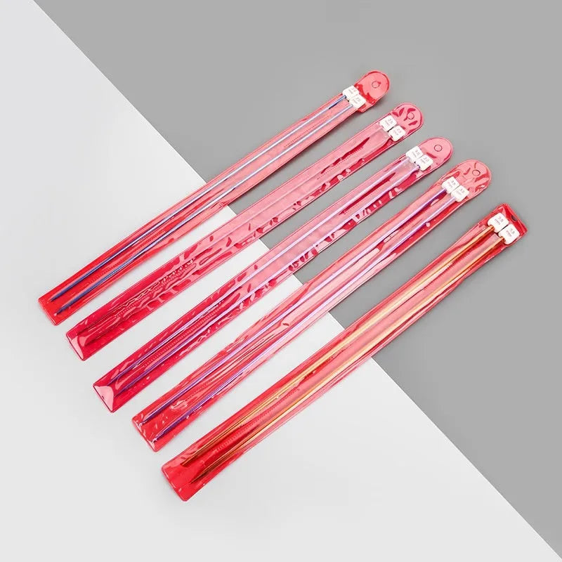 Lengthened crochet hook set with protective caps showing 14 different sizes from 2.0mm to 10.0mm