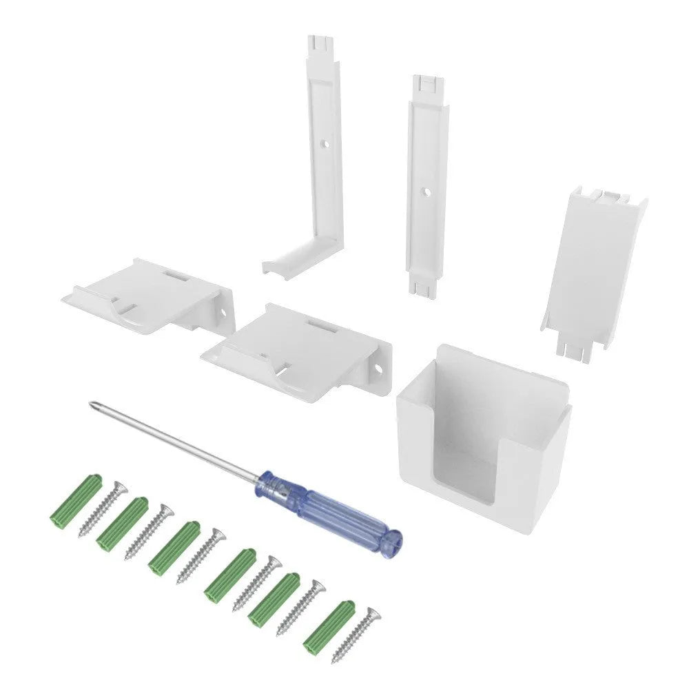 White ABS plastic wall hook holding a PS5 controller and gaming headset.