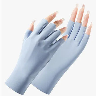 Women's thin sunscreen ice silk gloves with UPF50+ protection in multiple colour options