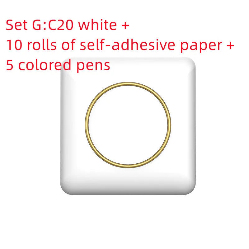 Mini C20 White thermal printer with Bluetooth and USB port, 80x80x35mm