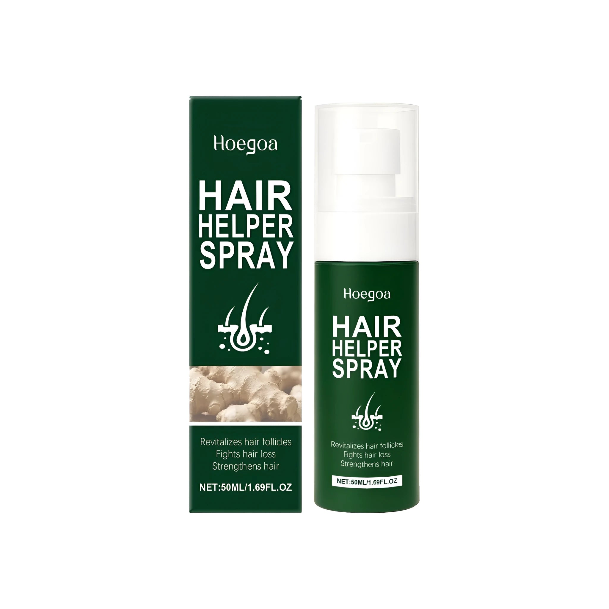 50ml Hair Helper Spray bottle with ginger root and botanical extracts for hair care