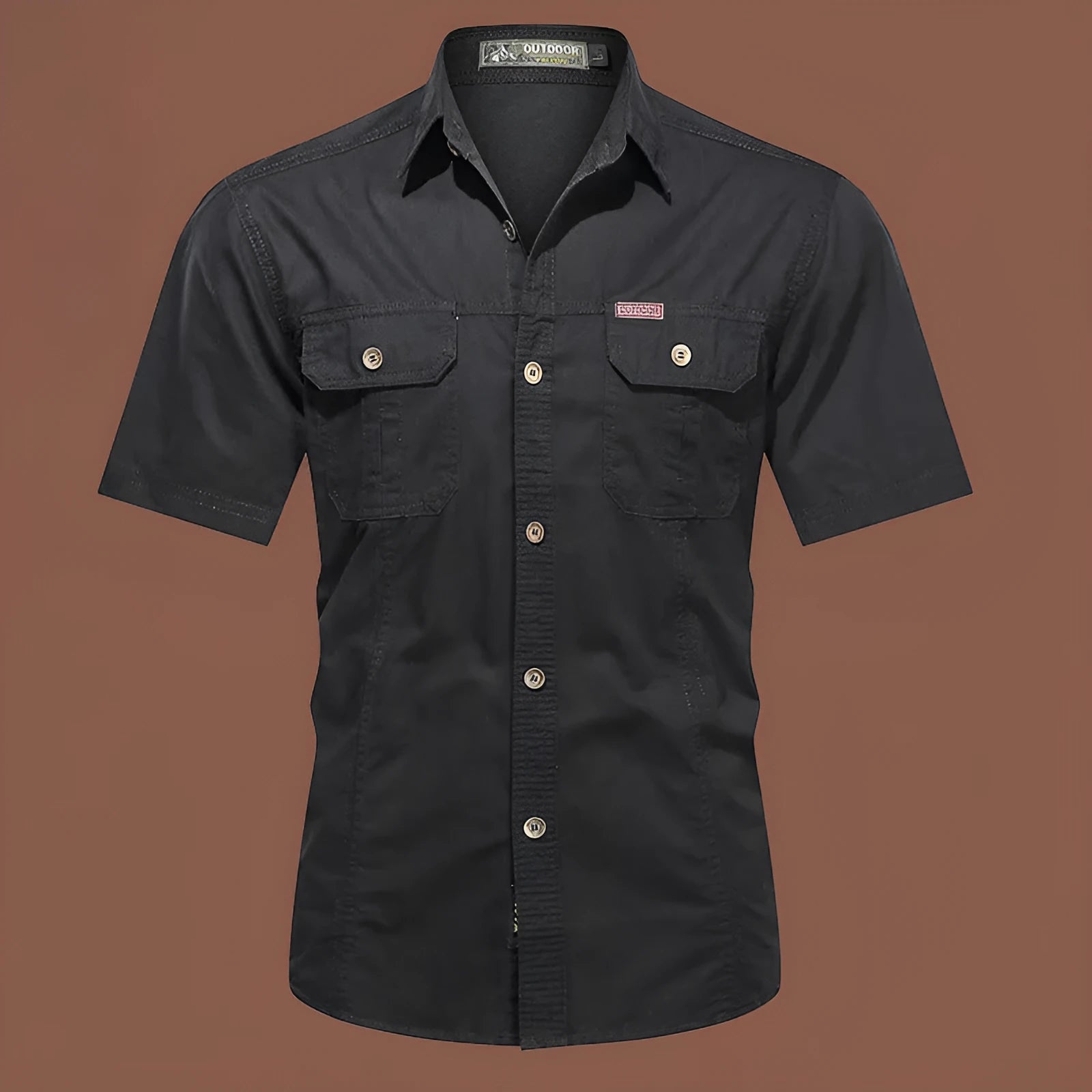 Men's cotton work shirt short sleeve loose fit cardigan style in multiple colours